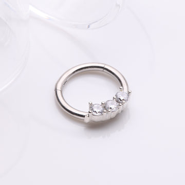 Detail View 1 of Glistening Sparkle Seamless Clicker Ring-Clear/White